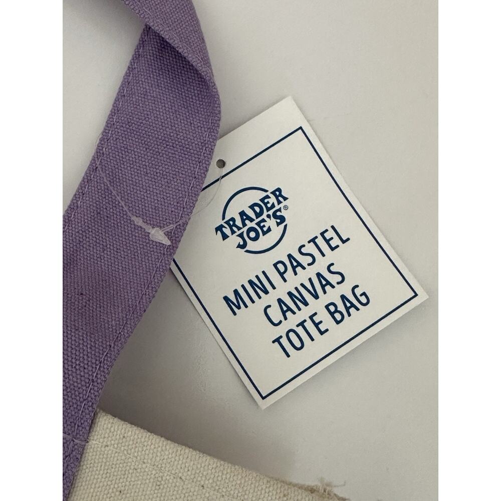 Trader Joe's Pastel Mini Canvas Tote Bags Violet 2025 LIMITED EDITION New - Picture 8 of 9